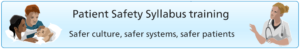 Banner for Patient Safety Syllabus with graphic images of NHS staff