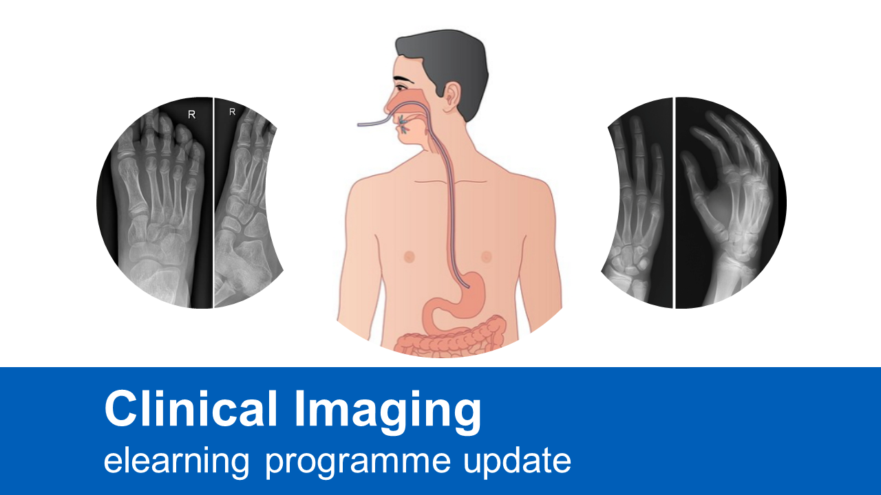 Images of x-rays with text: Clinical Imaging elearning programme update