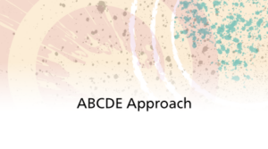 An Illustrated image with ABCDE Approach in letters in front of an illustrated image of cells.