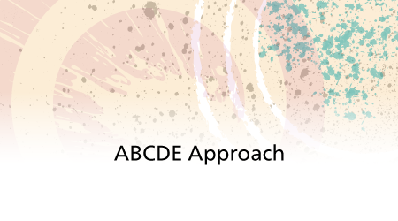 An Illustrated image with ABCDE Approach in letters in front of an illustrated image of cells.