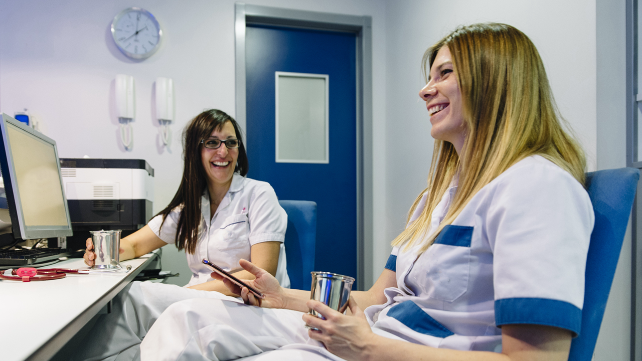 Two clinicians in a work setting